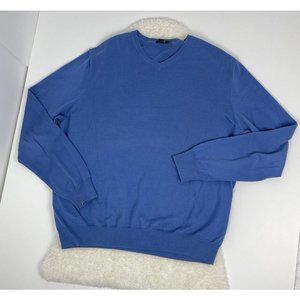 JCrew Mens V-Neck Pullover Sweater‎ Blue Size XL Cotton Work Casual